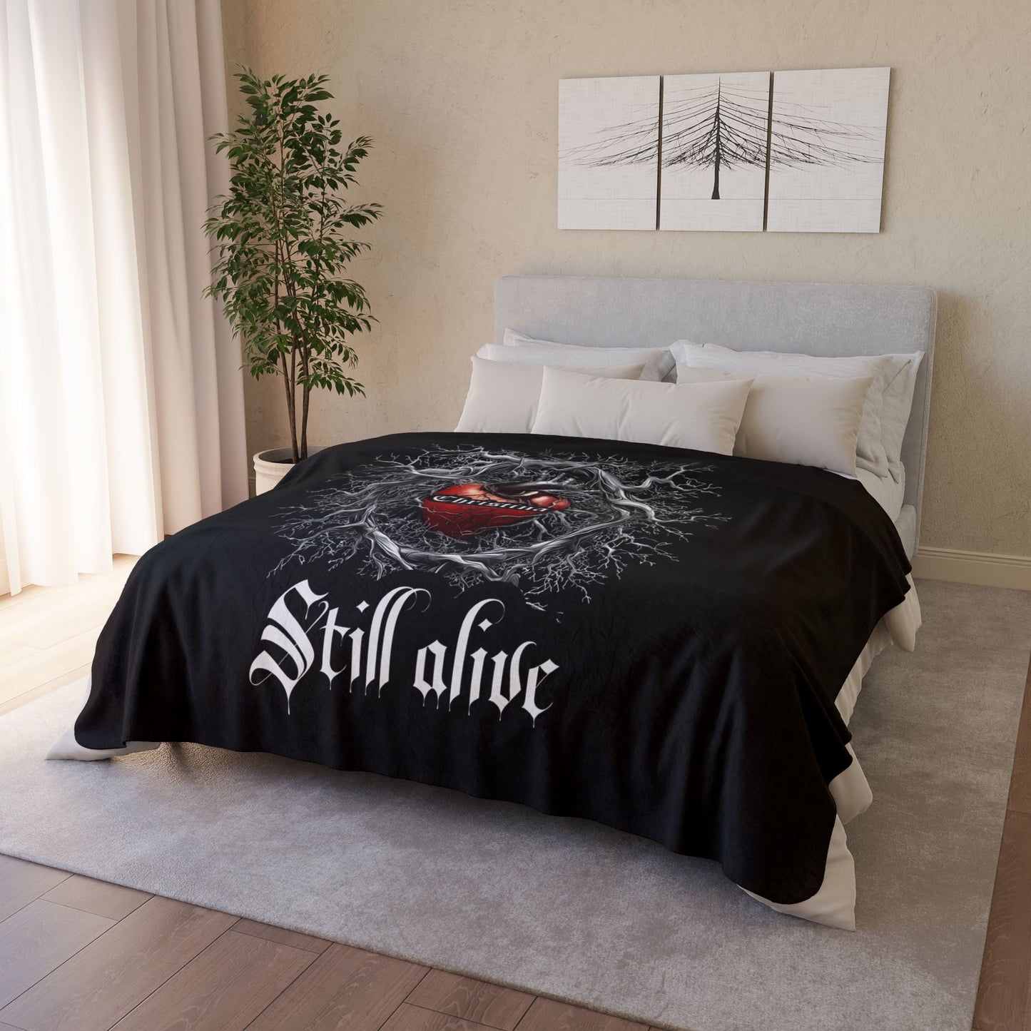 Customized Gothic Sherpa Fleece Blanket, Dark Style Meaningful Throw