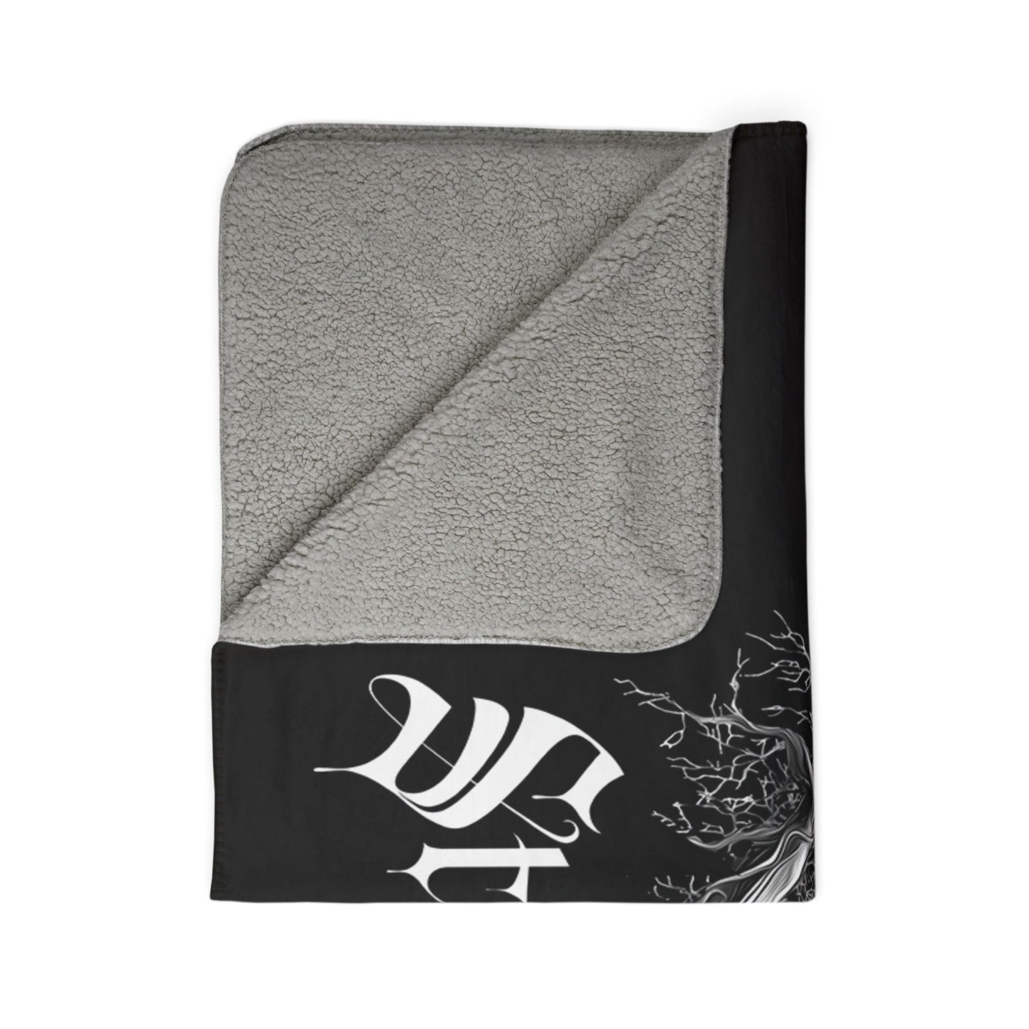 Customized Gothic Sherpa Fleece Blanket, Dark Style Meaningful Throw