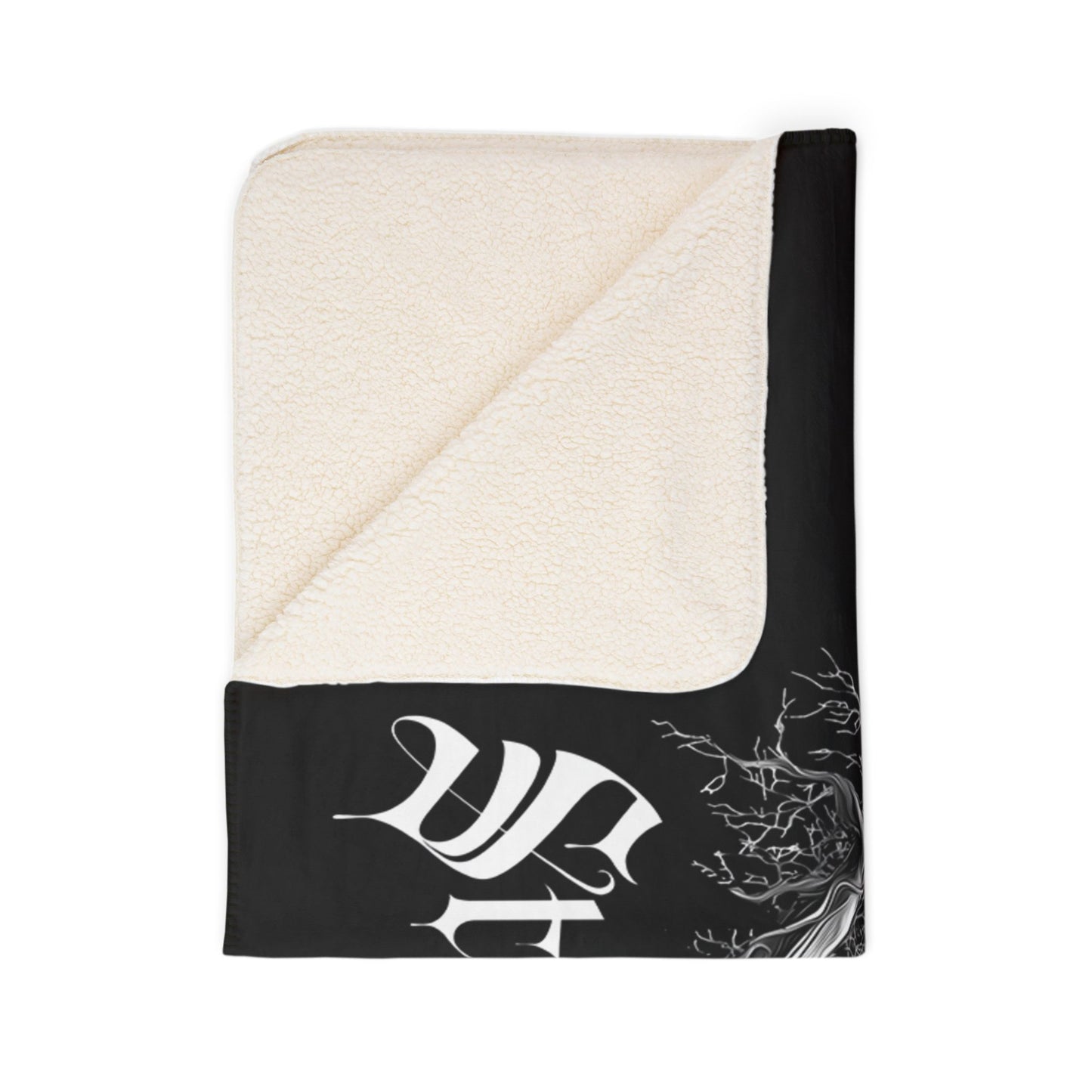 Customized Gothic Sherpa Fleece Blanket, Dark Style Meaningful Throw