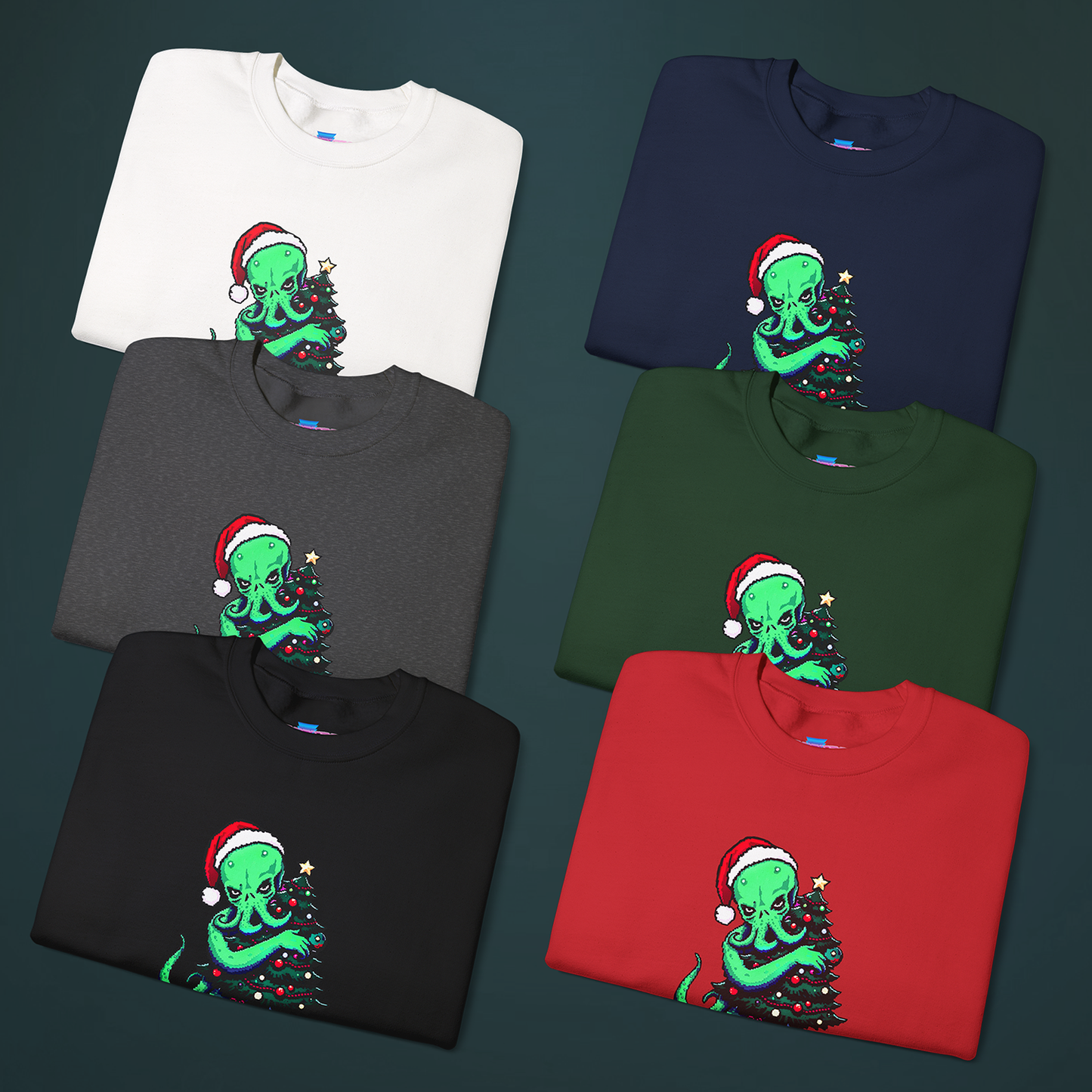 Retro Pixel Christmas Cthulhu Shirt, Merry Cultmas Lovecraft Holiday Pullover