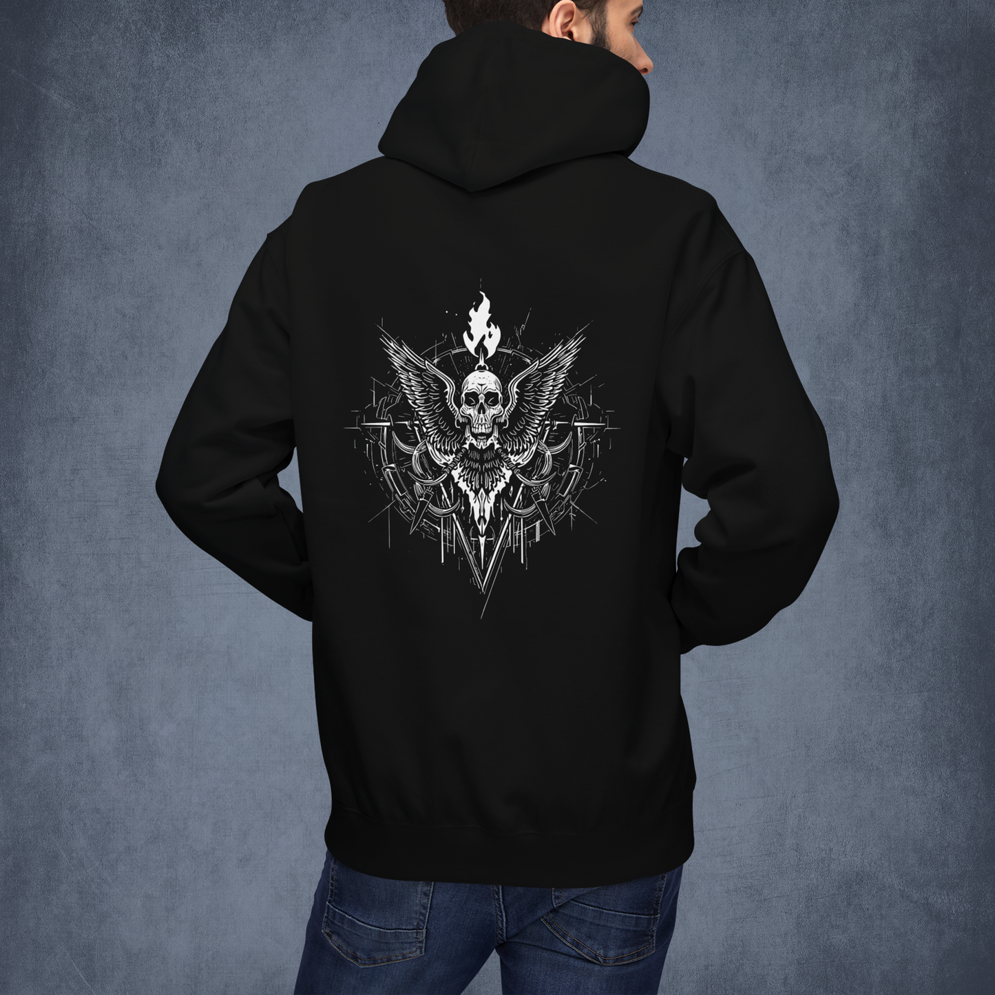 Heavy Metal Therapy Skull and Flames Hoodie, Gothic Grunge Pullover for Rock Fans