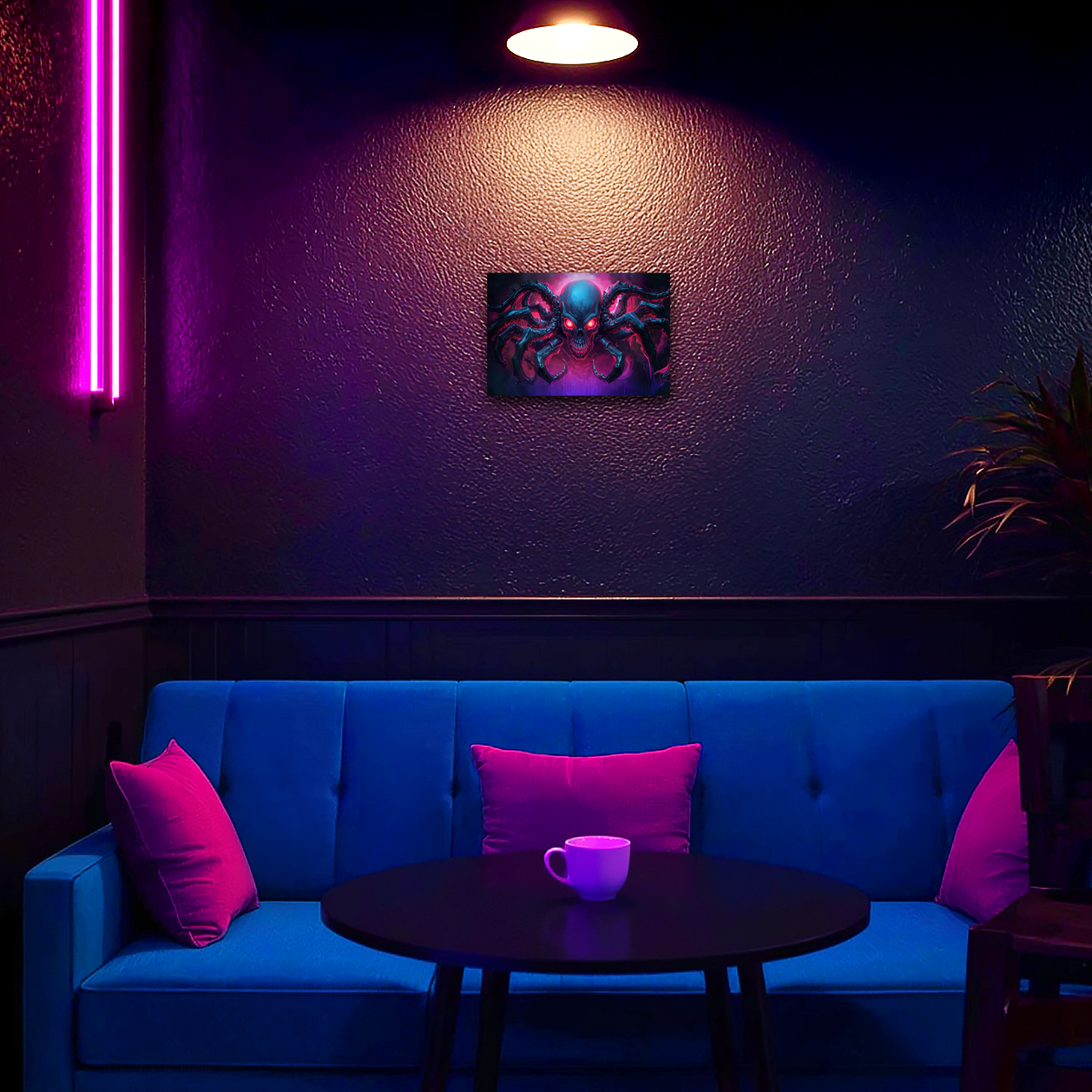 Robotic Skull Spider - Nightmare in Neon - Aluminum Print Wall Art