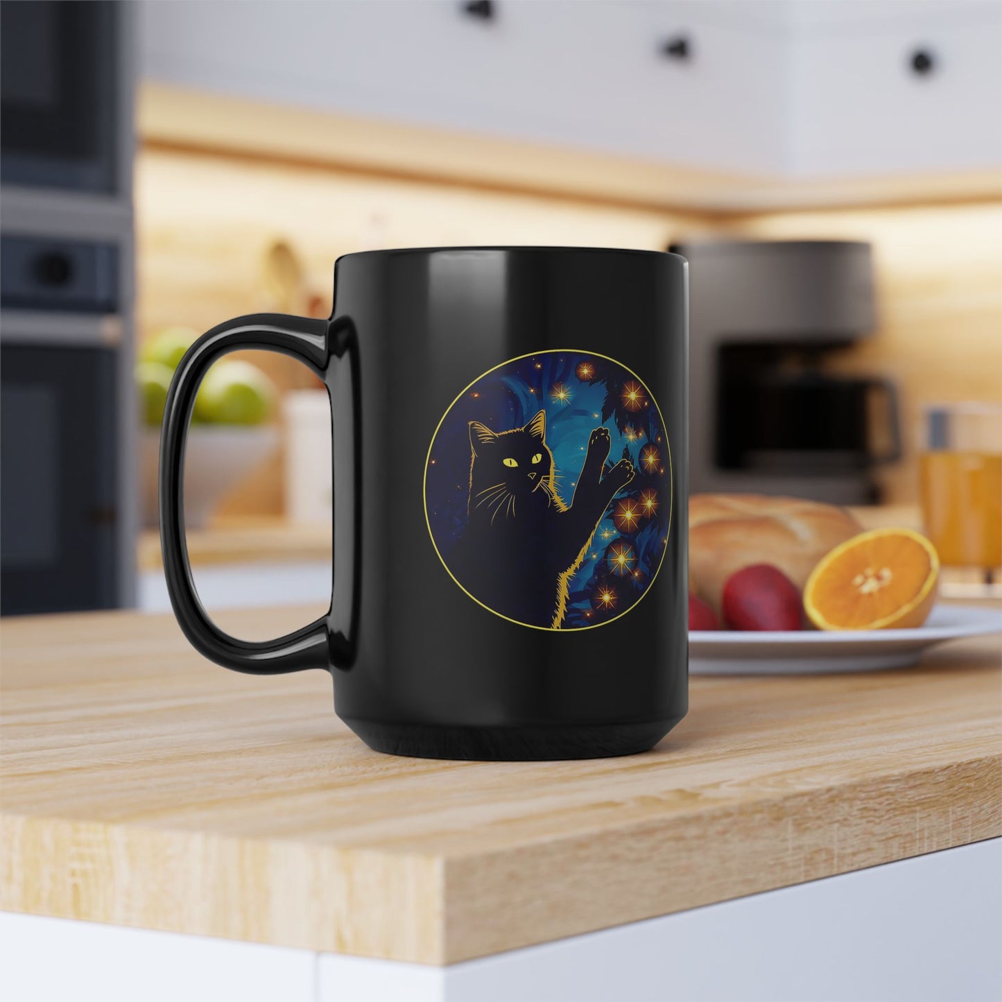 Black Cat Funny Christmas Mug, Holiday Gift for Cat Owners