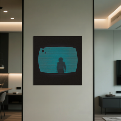 Signal Lost - The Visitor in Static - Analog Horror Aluminum Wall Art