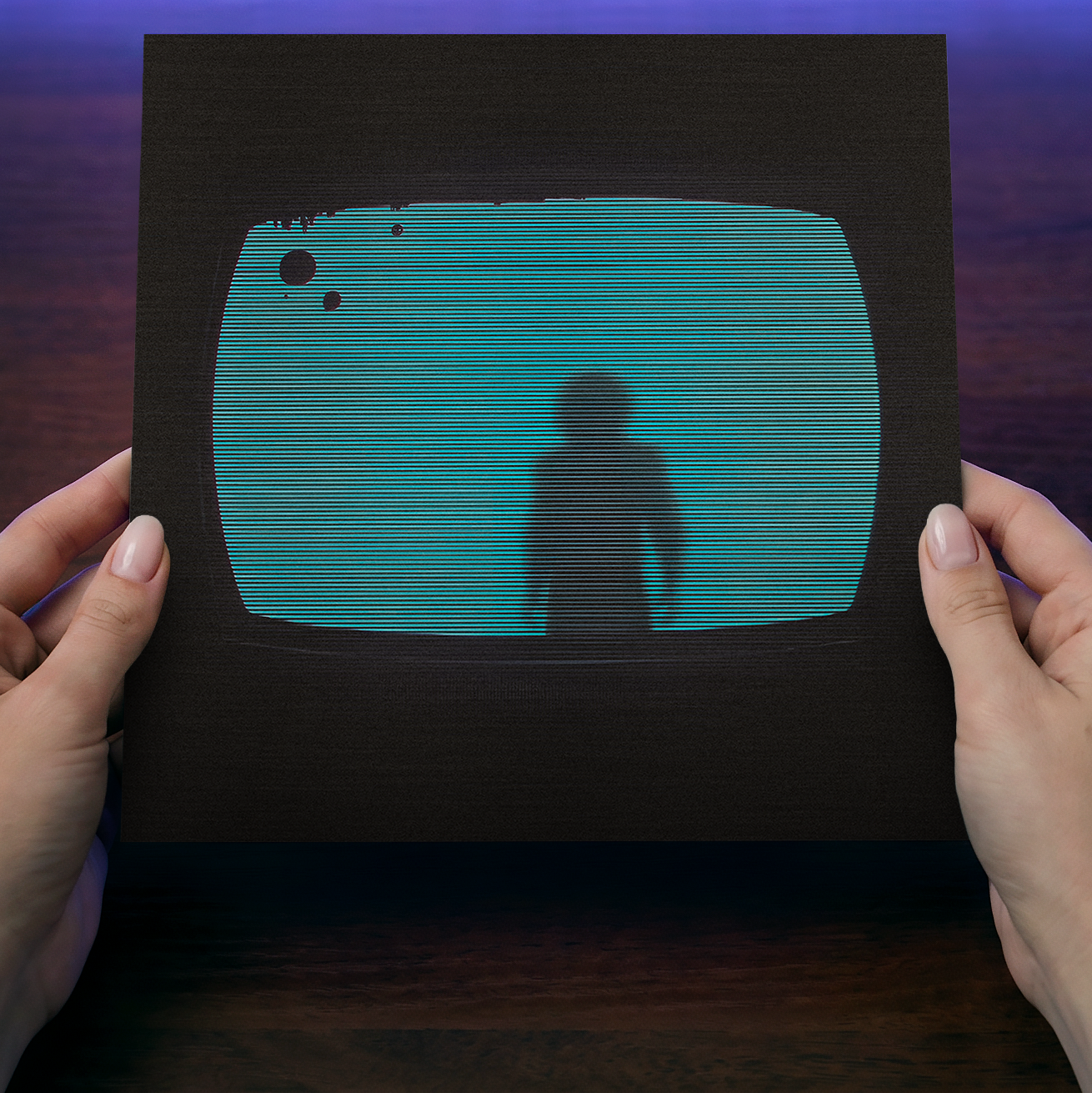 Signal Lost - The Visitor in Static - Analog Horror Aluminum Wall Art