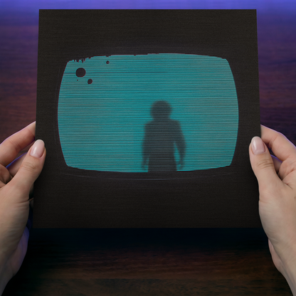 Signal Lost - The Visitor in Static - Analog Horror Aluminum Wall Art