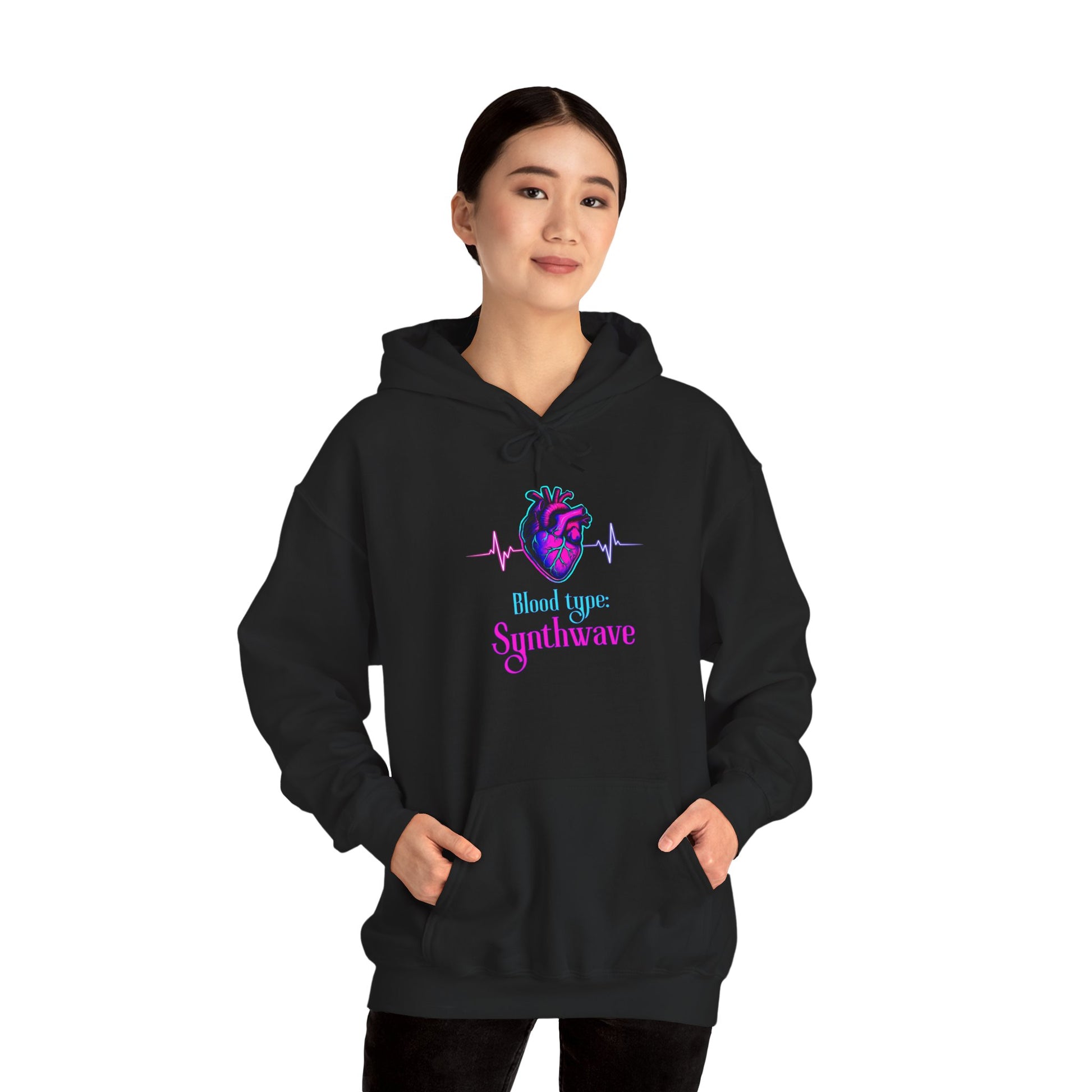 Synthwave Heart Hoodie - Retro Graphic Sweatshirt