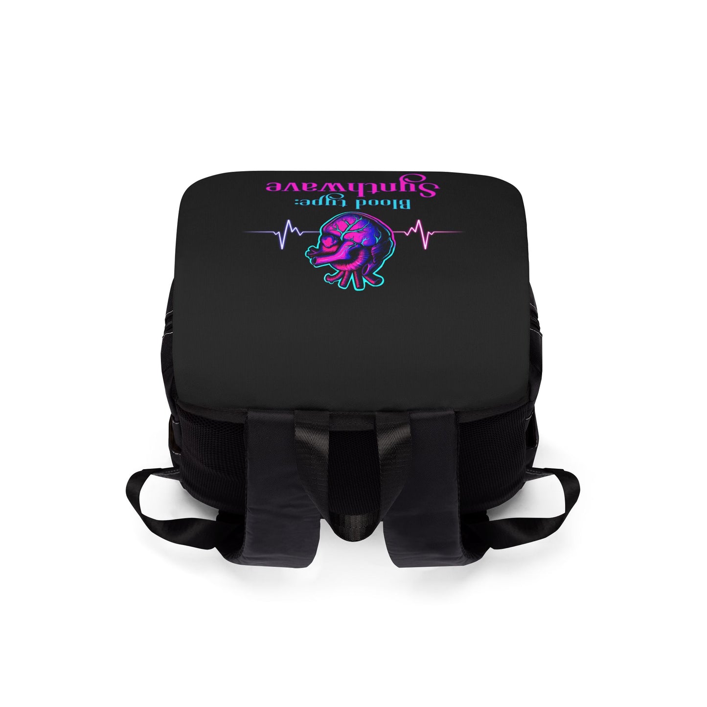 Retro Synthwave Backpack with Neon Heart Design
