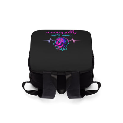 Retro Synthwave Backpack with Neon Heart Design
