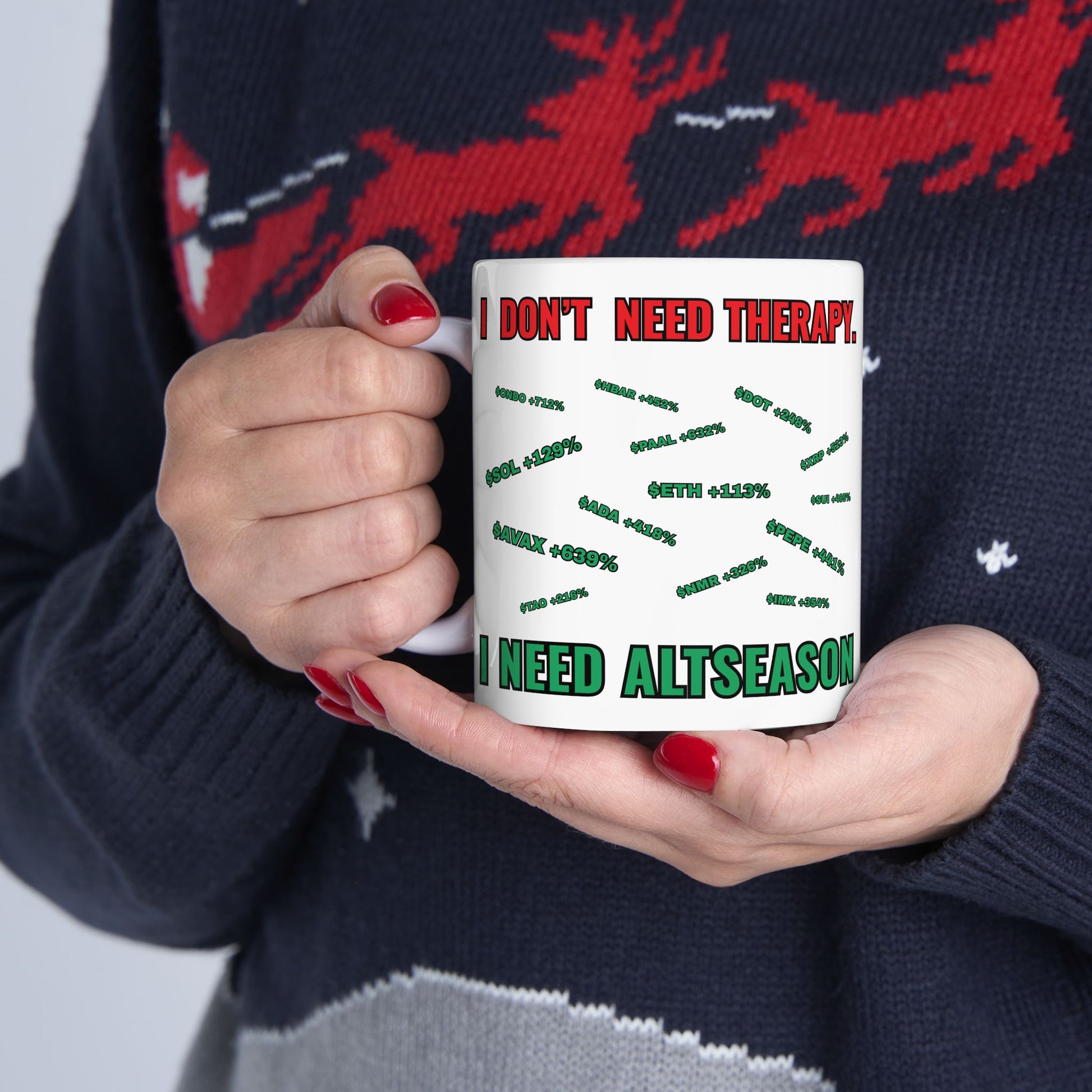 Altseason Therapy Mug - Relatable Crypto Humor for Traders