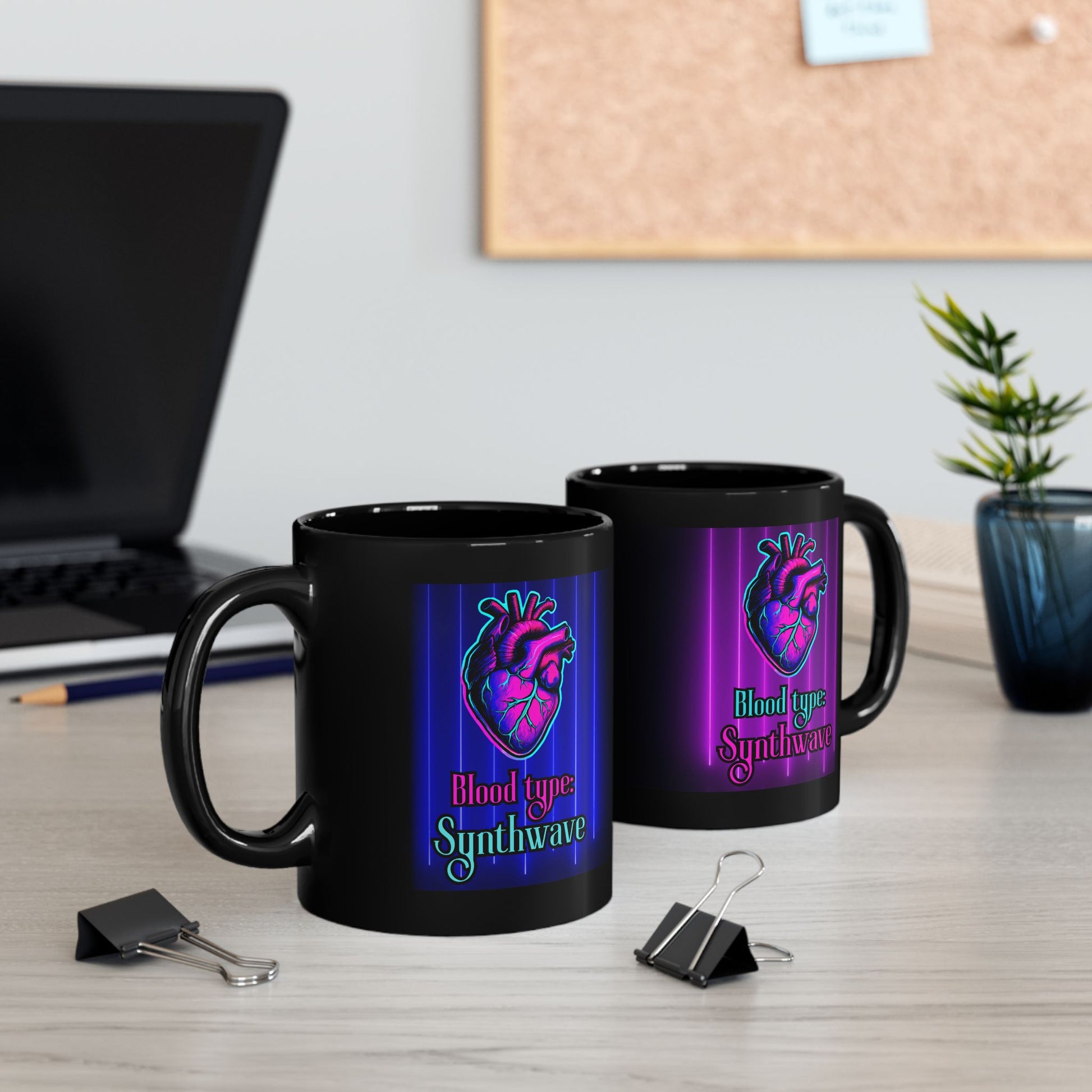 Blood Type: Synthwave - Black Ceramic Mug