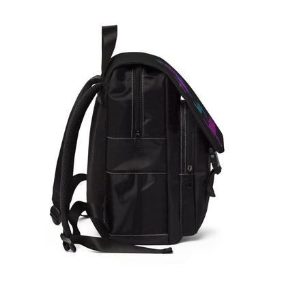 Retro Synthwave Backpack with Neon Heart Design