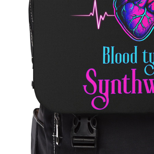 Retro Synthwave Backpack with Neon Heart Design