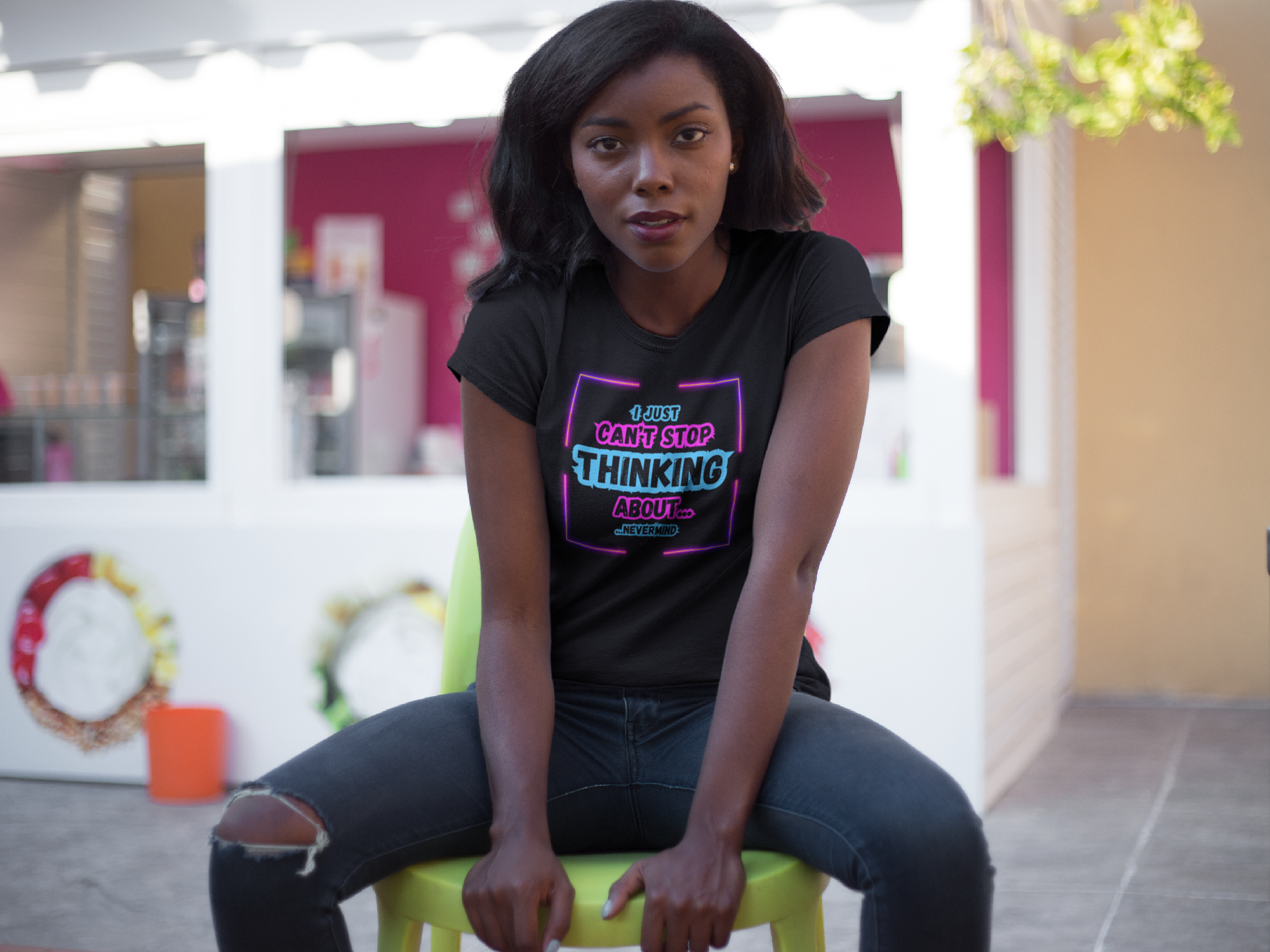 Flirty Playful Neon T-Shirt, Synthwave Aesthetic Tee, 80s Vibe, Bold Suggestive Design