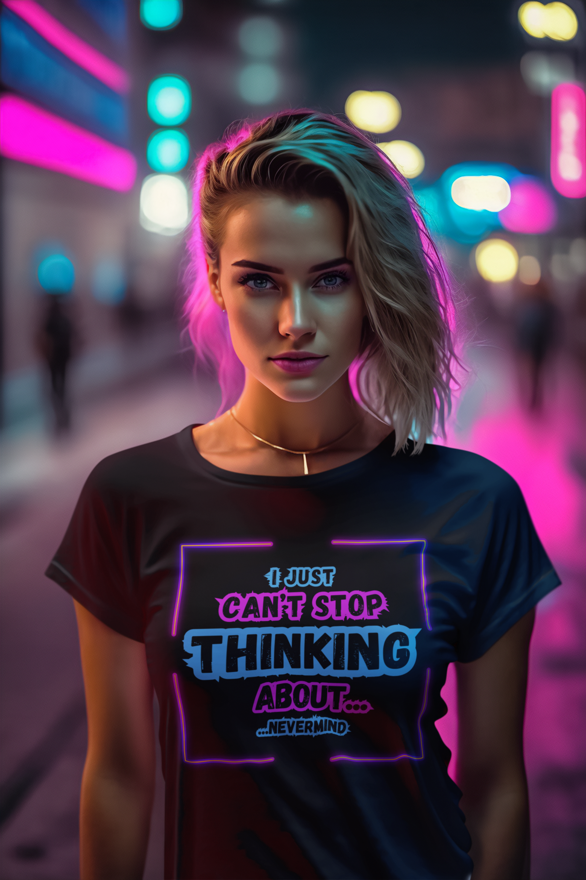 Flirty Playful Neon T-Shirt, Synthwave Aesthetic Tee, 80s Vibe, Bold Suggestive Design