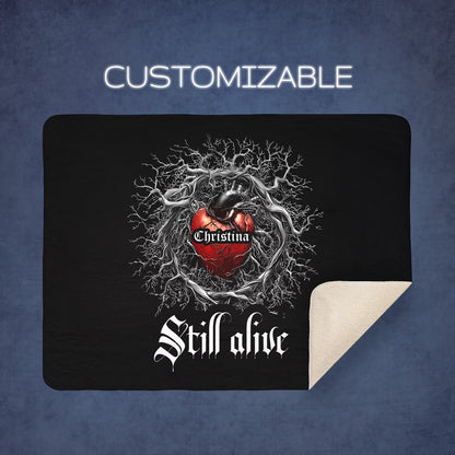 Customized Gothic Sherpa Fleece Blanket, Dark Style Meaningful Throw