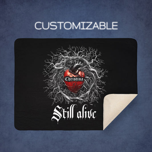 Customized Gothic Sherpa Fleece Blanket, Dark Style Meaningful Throw