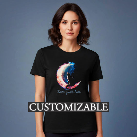Personalized Mystic Moon Cat T-Shirt, Whimsical Cosmic Nebula Pet Shirt