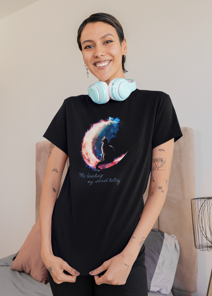 Personalized Mystic Moon Cat T-Shirt, Whimsical Cosmic Nebula Pet Shirt