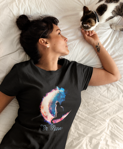 Personalized Mystic Moon Cat T-Shirt, Whimsical Cosmic Nebula Pet Shirt