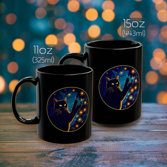 Black Cat Funny Christmas Mug, Holiday Gift for Cat Owners
