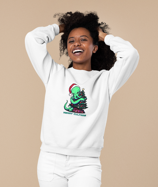Retro Pixel Christmas Cthulhu Shirt, Merry Cultmas Lovecraft Holiday Pullover