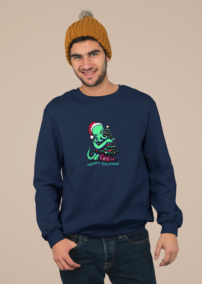 Retro Pixel Christmas Cthulhu Shirt, Merry Cultmas Lovecraft Holiday Pullover
