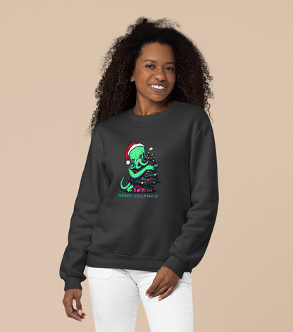 Retro Pixel Christmas Cthulhu Shirt, Merry Cultmas Lovecraft Holiday Pullover