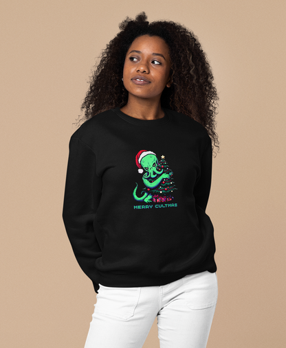 Retro Pixel Christmas Cthulhu Shirt, Merry Cultmas Lovecraft Holiday Pullover