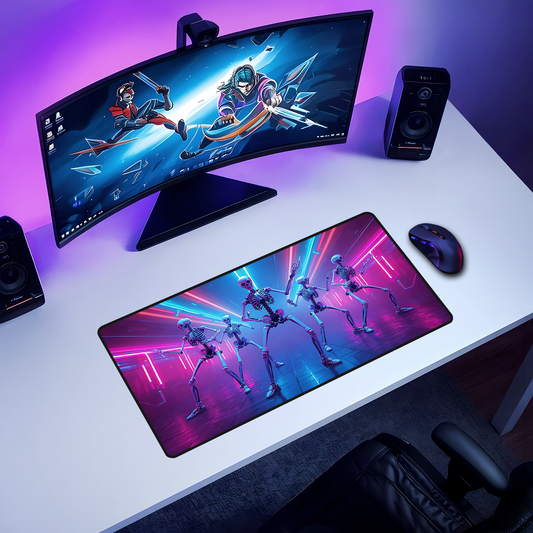 Neon Skeleton Dance Desk Mat, Large Gaming Mouse Pad