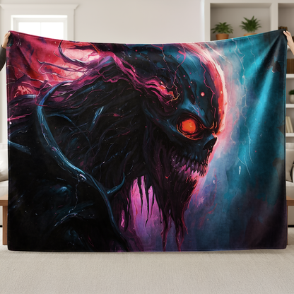 Nightmare Entity Velveteen Plush Blanket – Cyberpunk Horror Throw