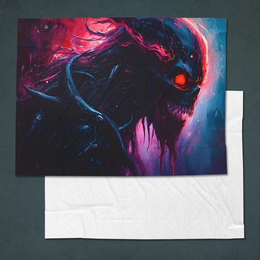 Nightmare Entity Velveteen Plush Blanket – Cyberpunk Horror Throw