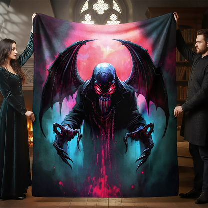 Neon Void Wraith – Dark Cyberpunk Horror Throw