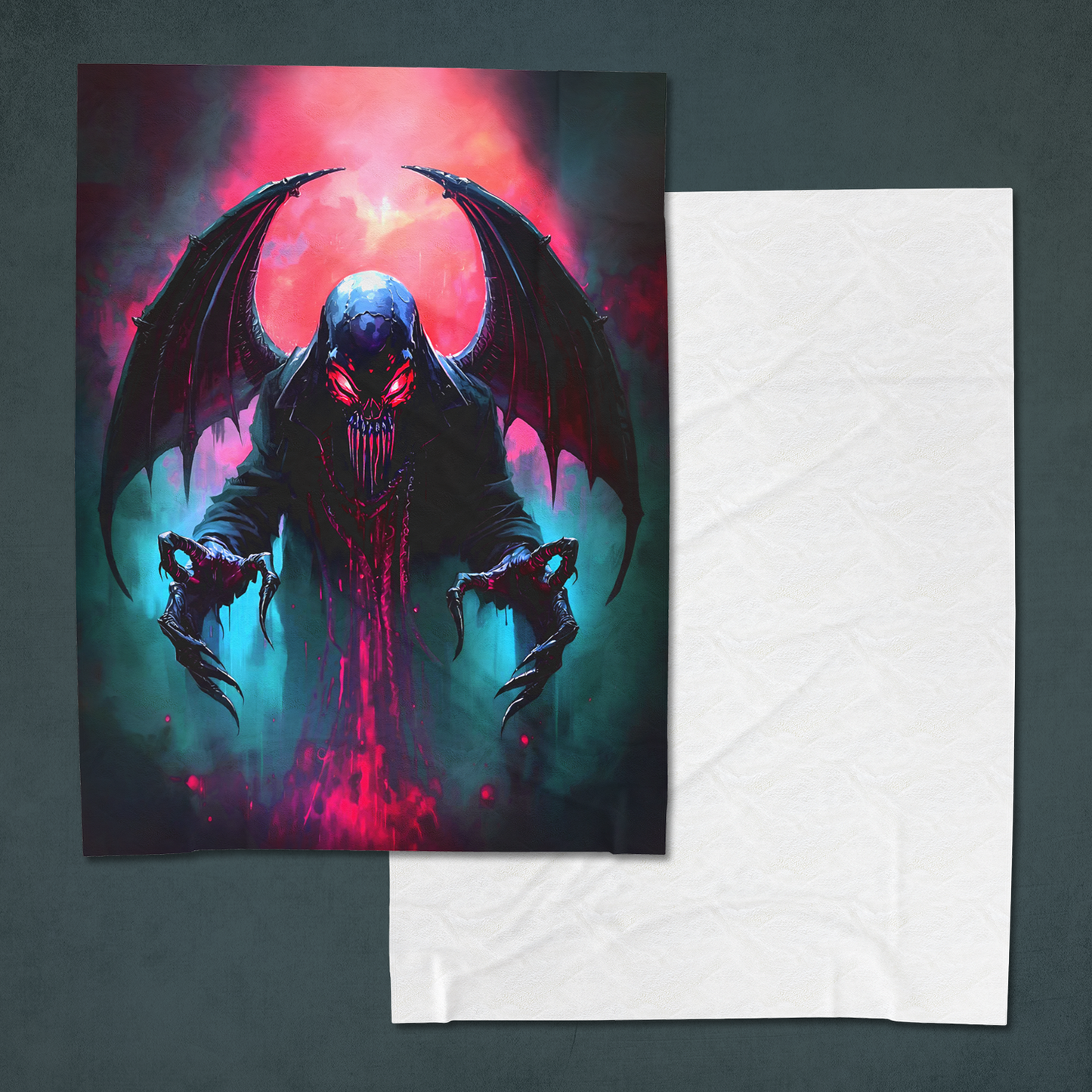 Neon Void Wraith – Dark Cyberpunk Horror Throw