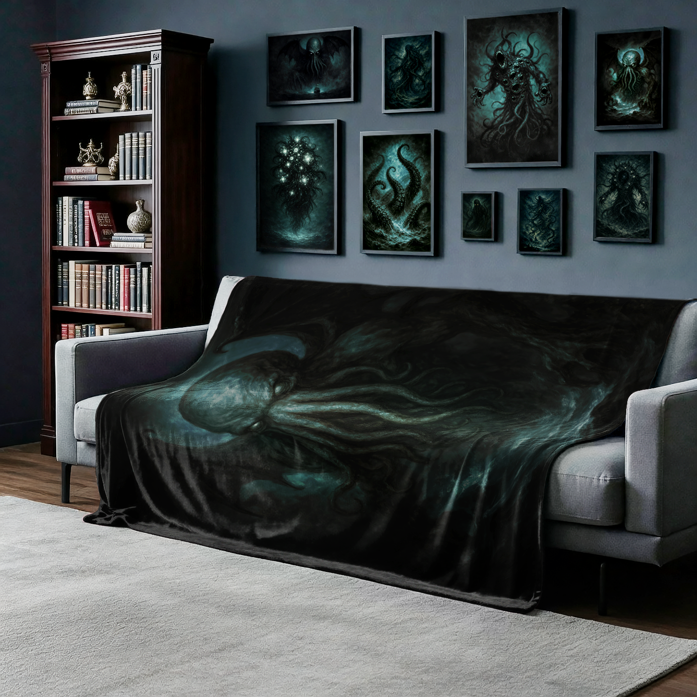 Cthulhu - Lovecraft Mythos Eldritch Velveteen Plush Blanket, Dark Home Decor Printify