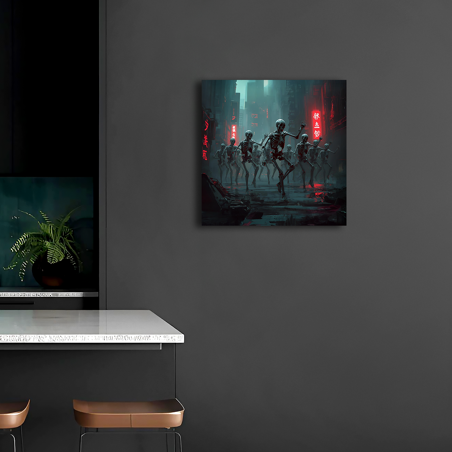 Skeleton Procession - Tech Noir Rulers - Aluminum Print Wall Art