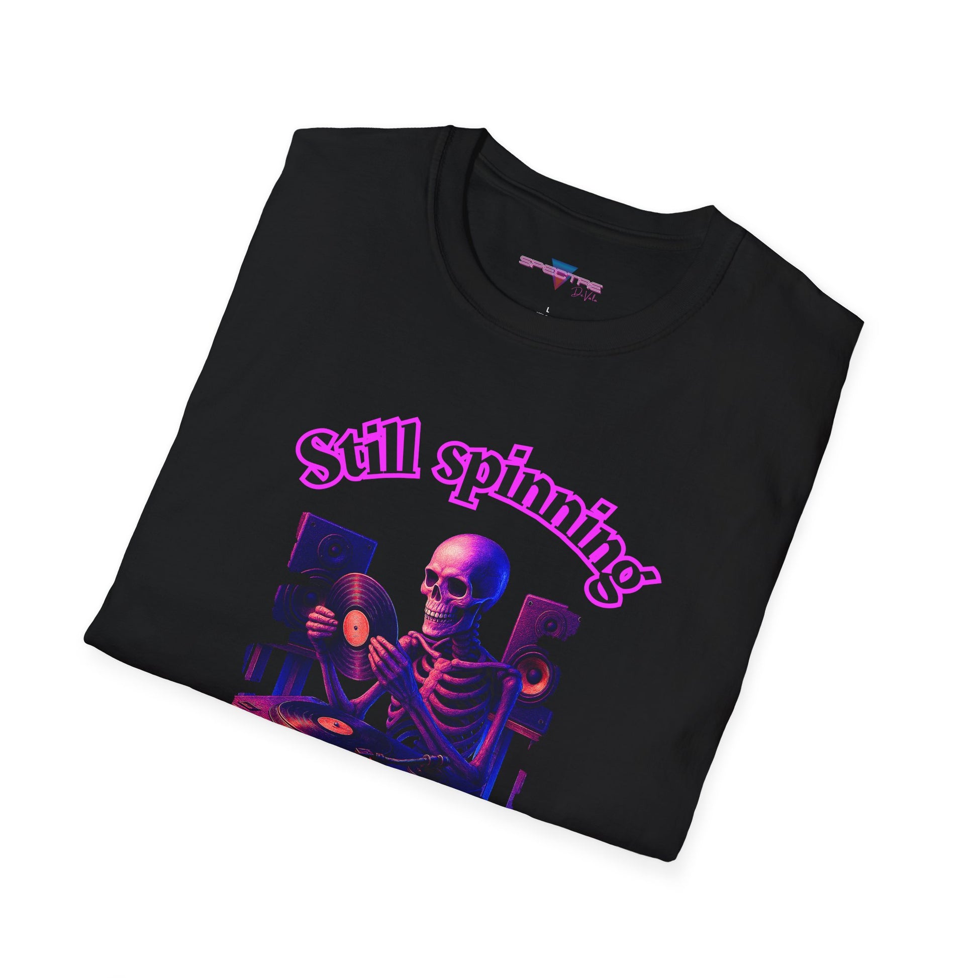 Synthwave DJ Skeleton T-Shirt, Neon Graphic Shirt, Retro 80s Halloween