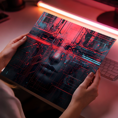 Ghost in the Machine - Tech Noir Futuristic Aluminum Wall Art