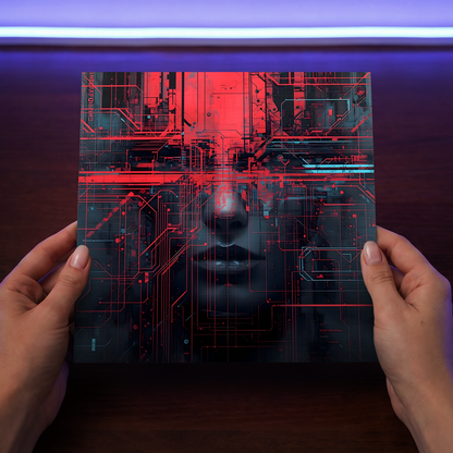Ghost in the Machine - Tech Noir Futuristic Aluminum Wall Art