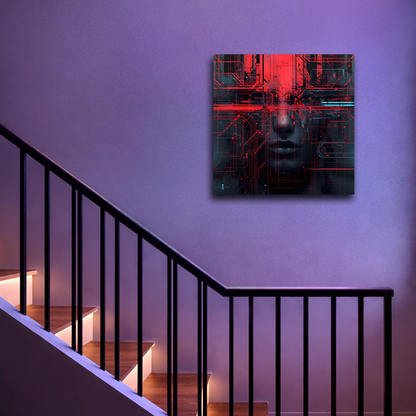 Ghost in the Machine - Tech Noir Futuristic Aluminum Wall Art