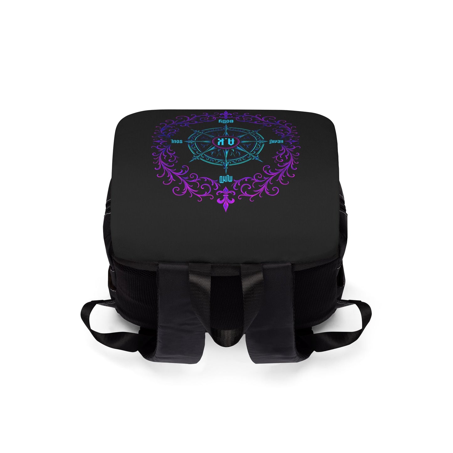 Personalized Gothic Compass Backpack with Neon Victorian Ornament