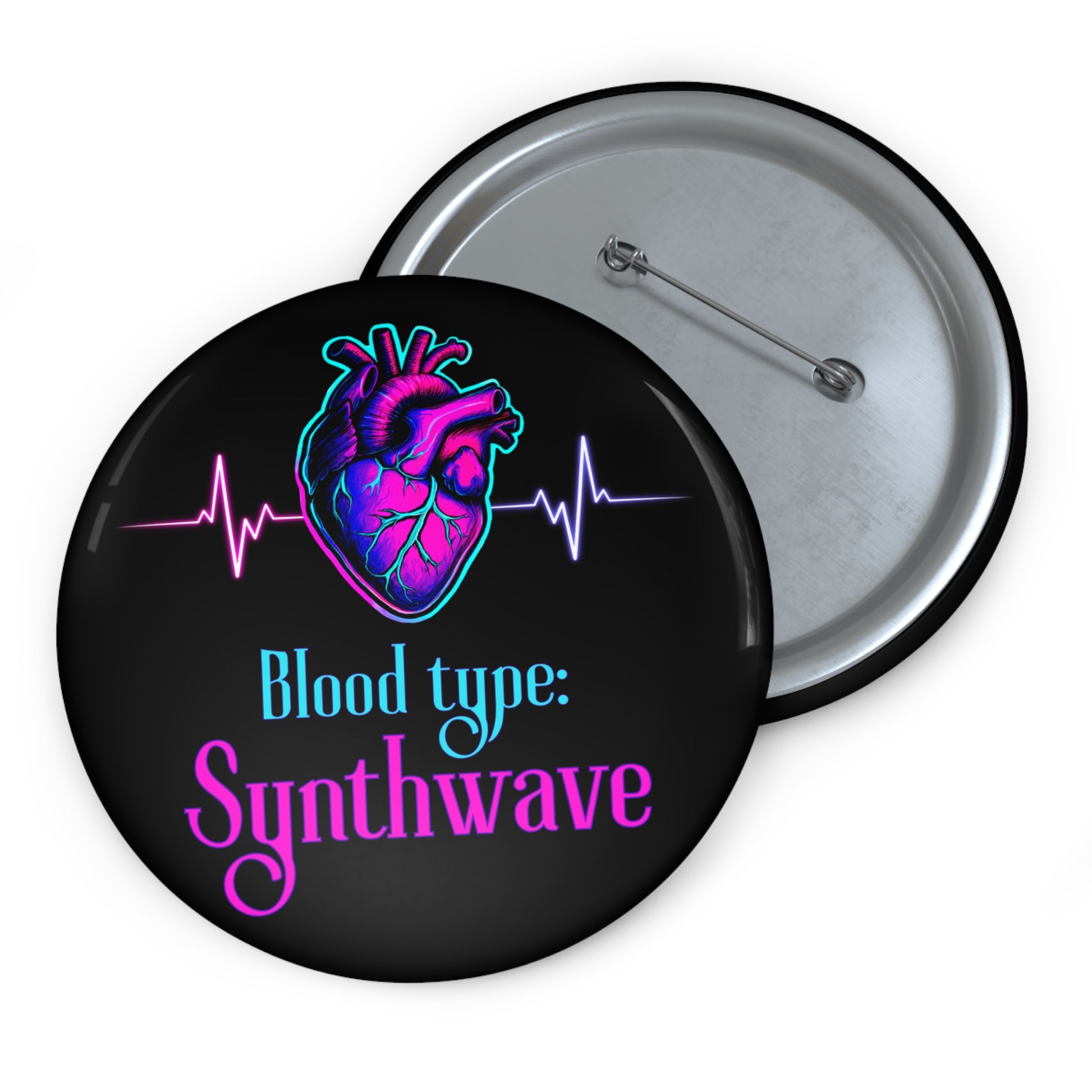 Synthwave Custom Pin Buttons - Retro Heart Design