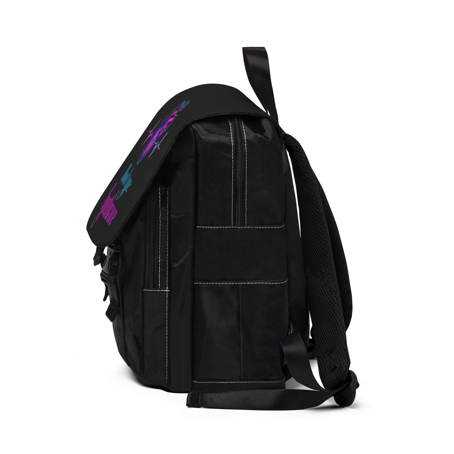 Retro Synthwave Backpack with Neon Heart Design