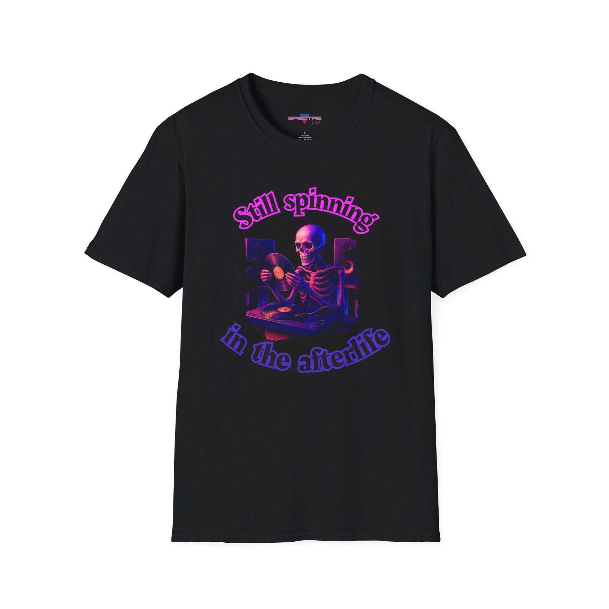 Synthwave DJ Skeleton T-Shirt, Neon Graphic Shirt, Retro 80s Halloween