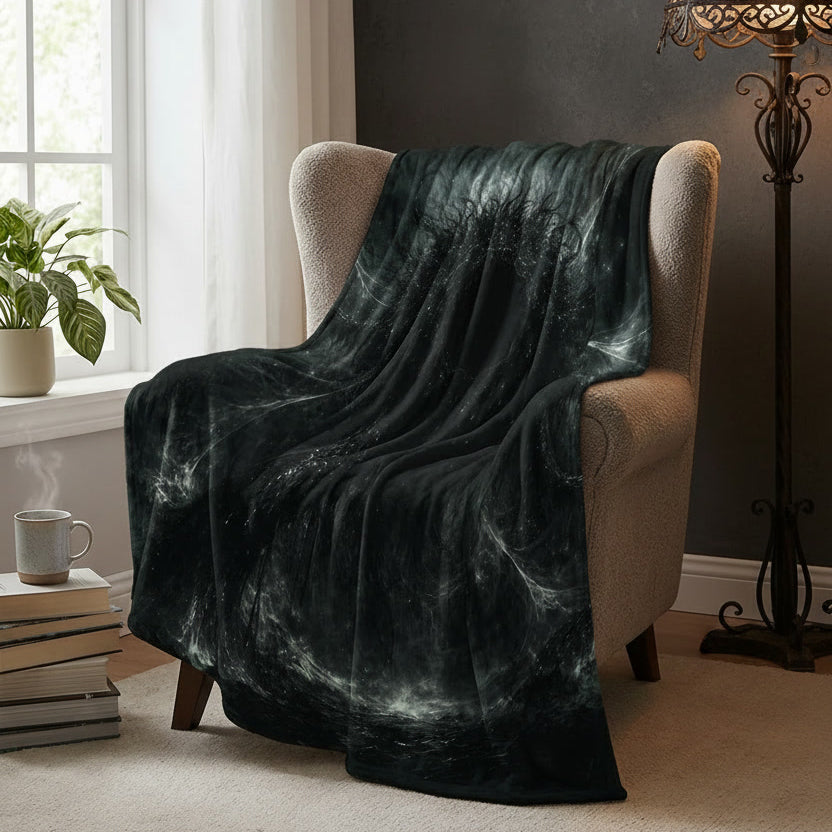 Azathoth dark art blanket on an armchair