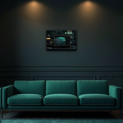 The Signal Never Dies - Dark Futuristic Old TV Aluminum Wall Art