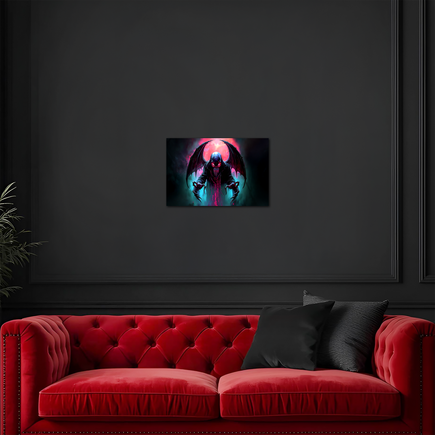 Neon Void Wraith - Winged Reaper - Aluminum Print Wall Art