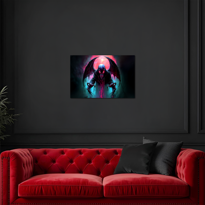 Neon Void Wraith - Winged Reaper - Aluminum Print Wall Art