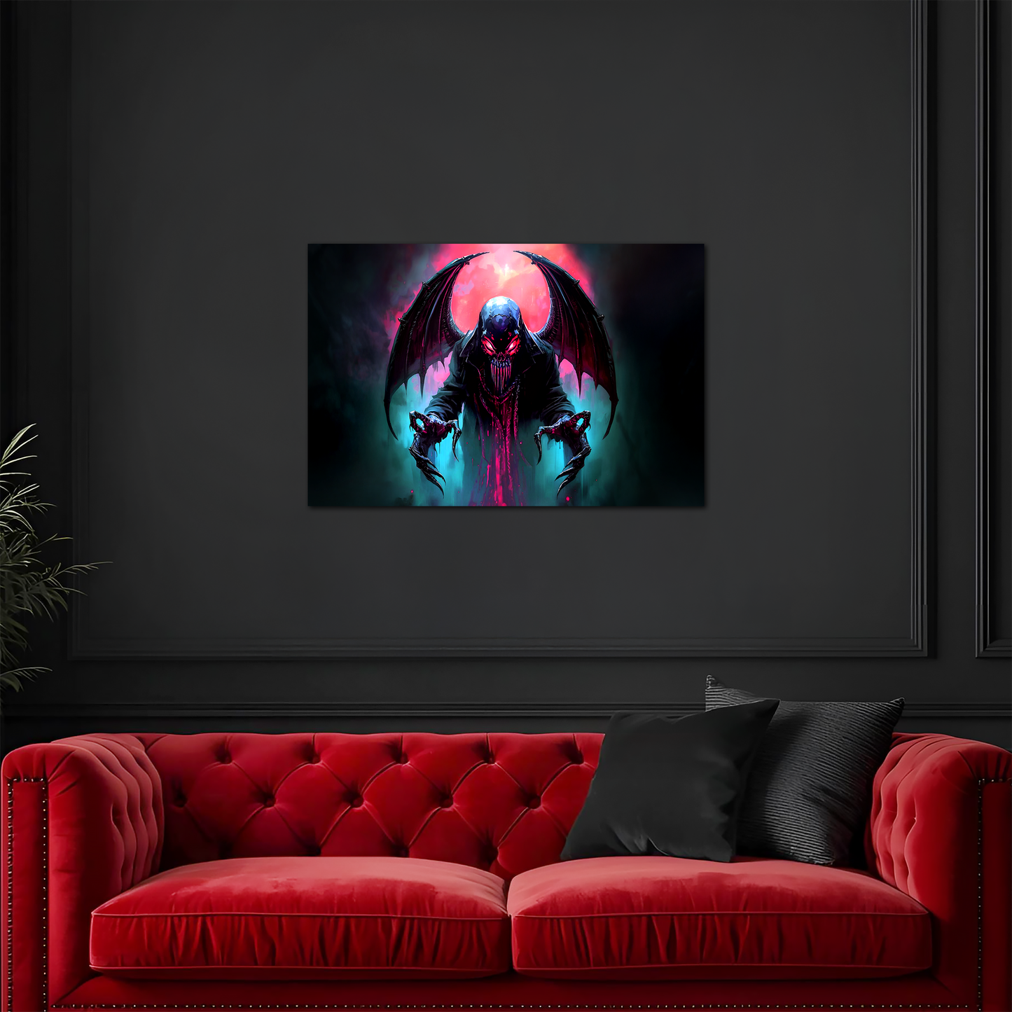 Neon Void Wraith - Winged Reaper - Aluminum Print Wall Art