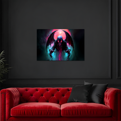 Neon Void Wraith - Winged Reaper - Aluminum Print Wall Art